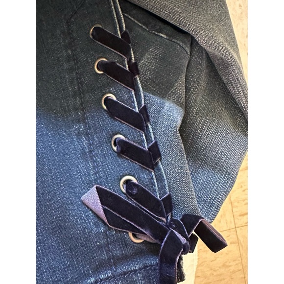 Crown & Ivy Skinny Jeans with Velvet Lace-up Bow. - Picture 9 of 9